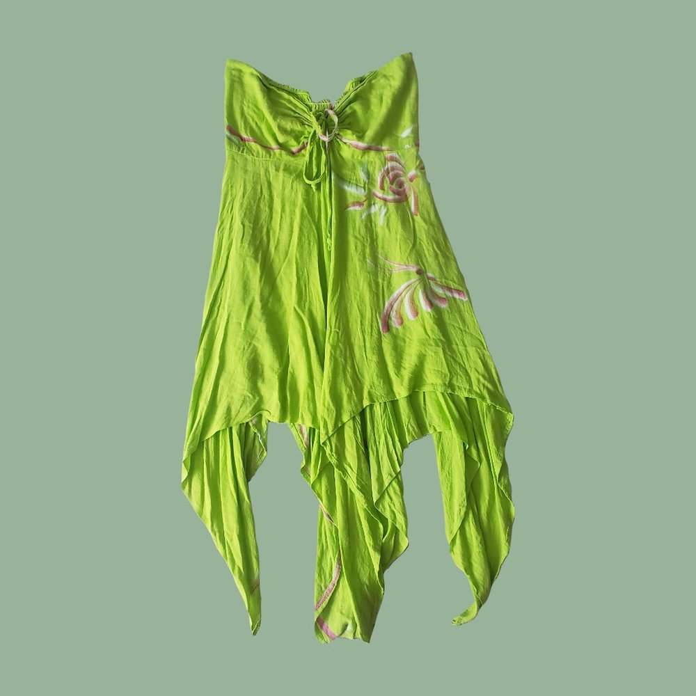 Lime green strapless summer dress